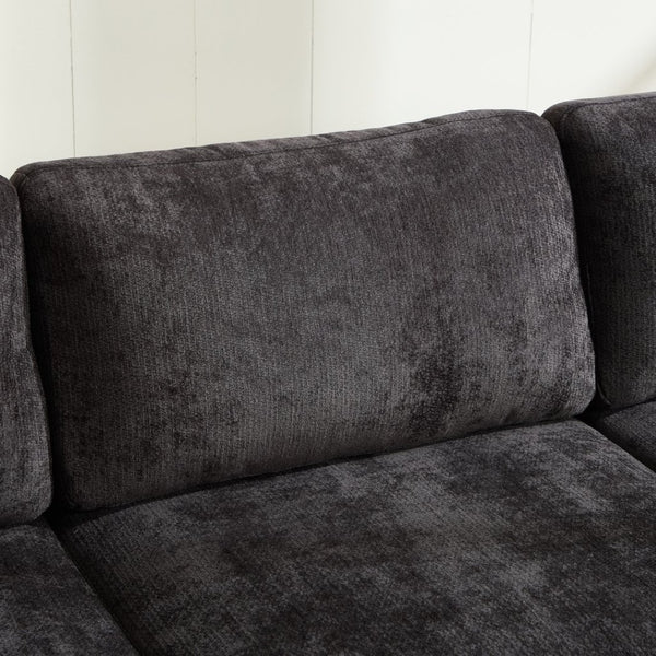 English Elm Modern Chenille L-shaped Sectional with Usb Charging Ottoman Storage Living Room Couch Black W2120S00014