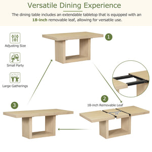 English Elm Topmax Extendable Acacia Wood Pedestal Dining Set with Bench and Upholstered Chairs N717S000054A