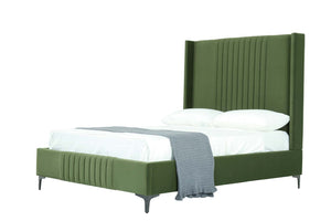 English Elm Promenade Luxurious Moss Green Velvet Full Bed With Stitched Headboard & Easy Assembly Features B365S00047-GIGA