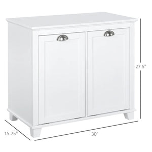 English Elm Home Tilt Out Laundry Hamper Cabinet with Dual Compartments White Mdf Bathroom Storage T3971P466014