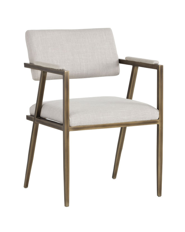 Sunpan VENTOUZ Dining Armchair – Beige Linen, Industrial Strength with Mid-Century Style for Versatile Spaces 102778