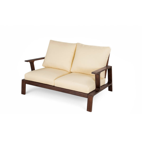 English Elm 2 Piece Acacia Wood Outdoor Sofa Set with Coffee Table and Weather Resistant Cushions Beige,Dark Brown N719P246159D