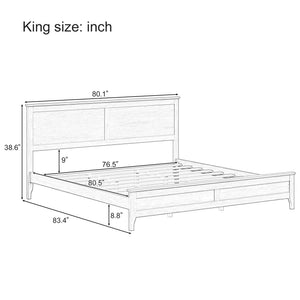 English Elm Modern White Solid Wood King Platform Bed with Elegant Slat Headboard, Pine/MDF, 650LB Capacity N701P300990K