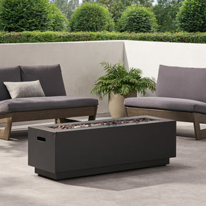 English Elm Christopher Knight Home® - Outdoor Patio Propane Fire Pit 48" Rectangular 50,000 BTU Iron Frame Dark Gray Modern Design 62836.00DGRY-50K
