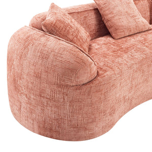 English Elm Pink Curved Compressed Sofa — Nordic Soft Foam & Spring Seating, Easy Setup, Stylish Centerpiece W3612S00010