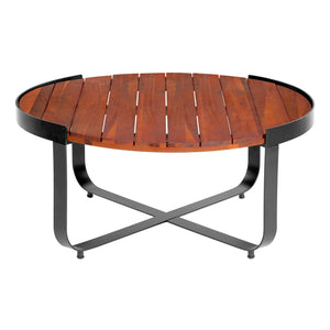 English Elm Christopher Knight Home® - ISAAC Mahogany Acacia Coffee Table with Powder-Coated Metal Frame, Modern Industrial Outdoor Chic N776P288481K
