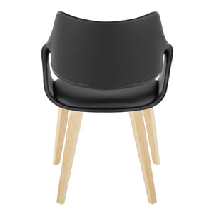 English Elm Chair Set of 2 Bentwood Legs Faux Leather Seat Padded Contemporary Dining Pair B202S02067