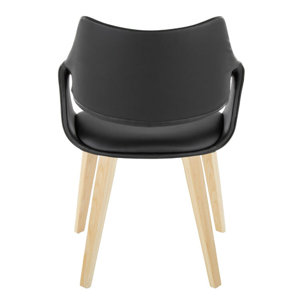 English Elm Chair Set of 2 Bentwood Legs Faux Leather Seat Padded Contemporary Dining Pair B202S02067