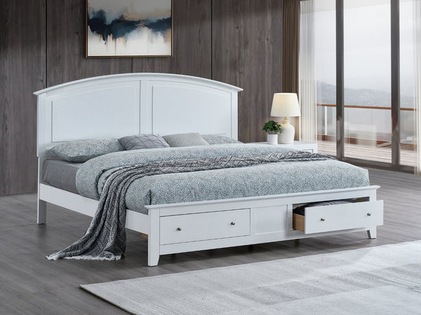 English Elm Hammond King Storage Bed with Panel Headboard Farmhouse Platform Frame Two Drawers White B078S00685