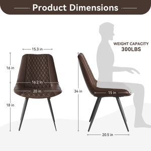 English Elm Modern Dining Chairs Set Of 2 - Pu Leather Upholstered Comfort With Metal Legs For Kitchen Dining T3950P394499