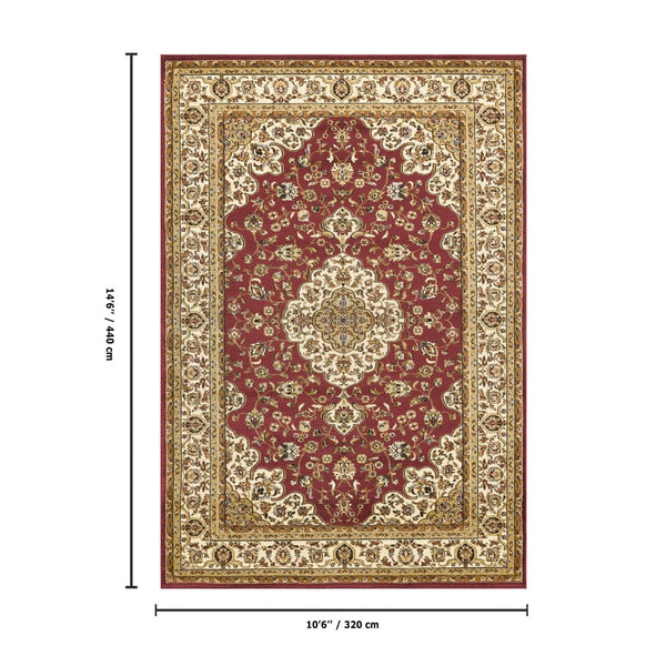 English Elm Classic Persian Medallion Area Rug Traditional Red Formal Living Room Large Floor B186P452237
