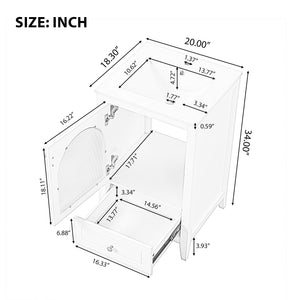 English Elm 20" Modern Bathroom Vanity With Sink, Soft-Close Glass Door, Drawer, Stylish Compact Design N725P185457K
