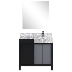 English Elm Black Contemporary Bathroom Vanity Set With Castle Grey Marble Top, Chrome Faucet & 30" Mirror B2731S01350