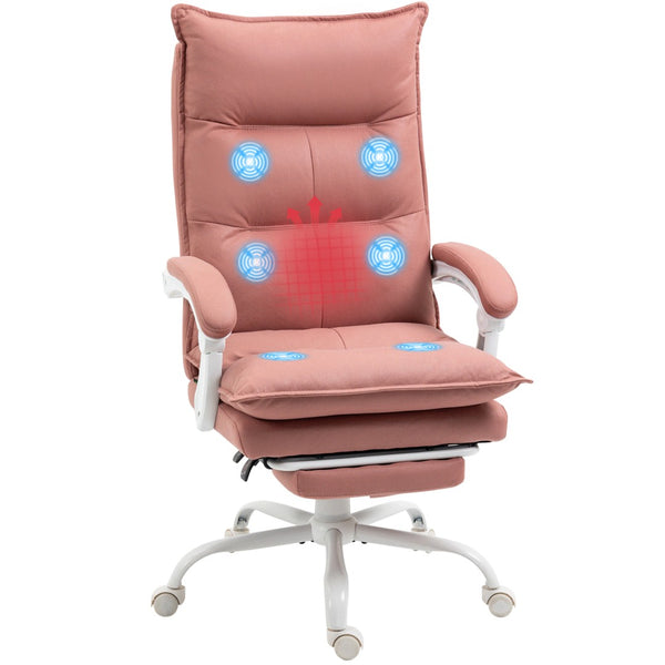 English Elm Vinsetto Executive Massage Office Chair - Heated Reclining, Ergonomic Design With Footrest, Pink W2225P217486-GIGA