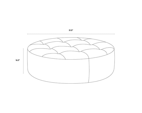 Sunpan Nilda Ottoman - Luxurious Italian Round Leather Seat with Tufted Top & Solid Wood Base - Camel Color