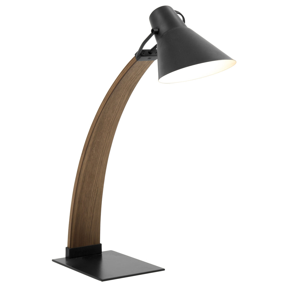 English Elm Noah Mid-Century Desk Lamp Walnut & Black by LumiSource — Adjustable Shade, Wood Arch, Retro Modern Style B202P224220