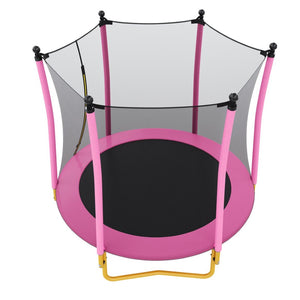 English Elm [without Basketball Hoop] 5.5 Ft Kids Trampoline with Safety Net and Foam Padded Poles Pink N739P443065H