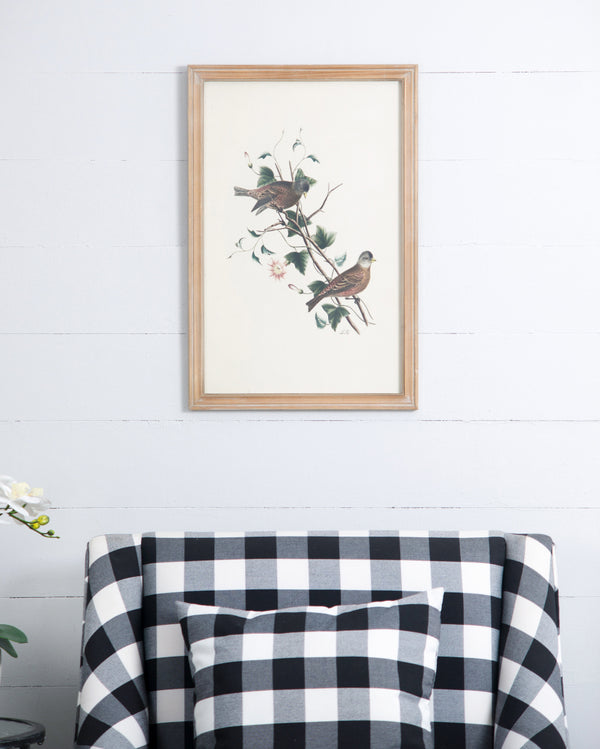 English Elm S/4 Bird Framed Print Set with Brown Fir Wood Frames, Four Nature Bird Artworks for Transitional Decor W2078P205314