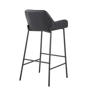English Elm Fixed-height Industrial Counter Stools Tufted Faux Leather Black Metal Set of 2 B202S02157