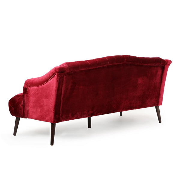 English Elm Comfy Hi-back Three Seat Sofa with Tufted Pu Upholstery and Tapered Birch Legs N760P178601R