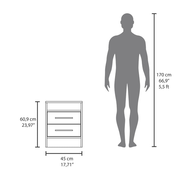 English Elm Eastover Melamine Nightstand with Two Smooth-Glide Drawers, Open Shelf, Durable Black Finish for Bedroom B128P227632