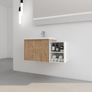English Elm 36 Inch Modern Bathroom Vanity With Soft Close Doors, Resin Sink & Stylish Storage Solutions W999S00182