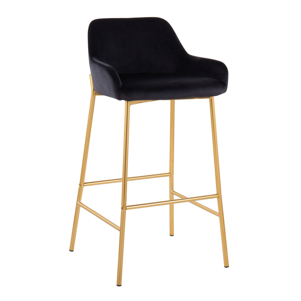 English Elm Daniella Contemporary-Glam Bar Stools In Luxe Black Velvet & Gold Metal - Set Of 2 For Stylish Spaces B202S00531