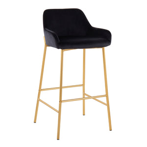 English Elm Daniella Contemporary-Glam Bar Stools In Luxe Black Velvet & Gold Metal - Set Of 2 For Stylish Spaces B202S00531