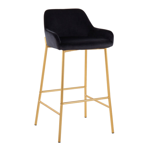 English Elm Daniella Contemporary-Glam Bar Stools In Luxe Black Velvet & Gold Metal - Set Of 2 For Stylish Spaces B202S00531