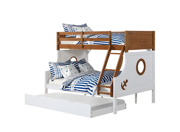English Elm Modern Twin Over Full Bunk Bed With Angled Ladder, Safety Rails & Stylish Two-Tone Finish For Kids B2741S00487