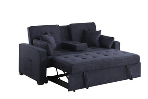 English Elm Corrado Woven Fabric Sleeper Loveseat with Console Usb Charging Pocket Coil Support B2749S00355