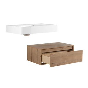 English Elm 30 Inch Wall-Mounted Bathroom Vanity With Resin Sink, Soft Close Drawer & Modern Oak Finish W999S00257