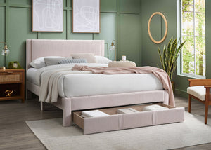 English Elm Contemporary Corduroy Upholstered Queen Platform Bed with Plush Headboard and Under-Drawer Storage Light Pink 62 L x 24 W x 10 H B011P238967