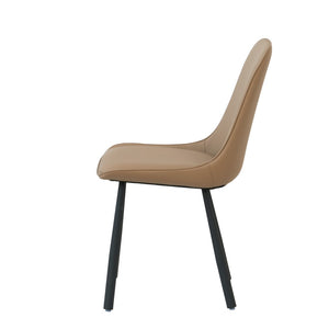 English Elm Modern Nordic Faux Leather Upholstered Dining Chairs Iron Legs Kitchen Set of 2 Khaki+Black W1535P460731