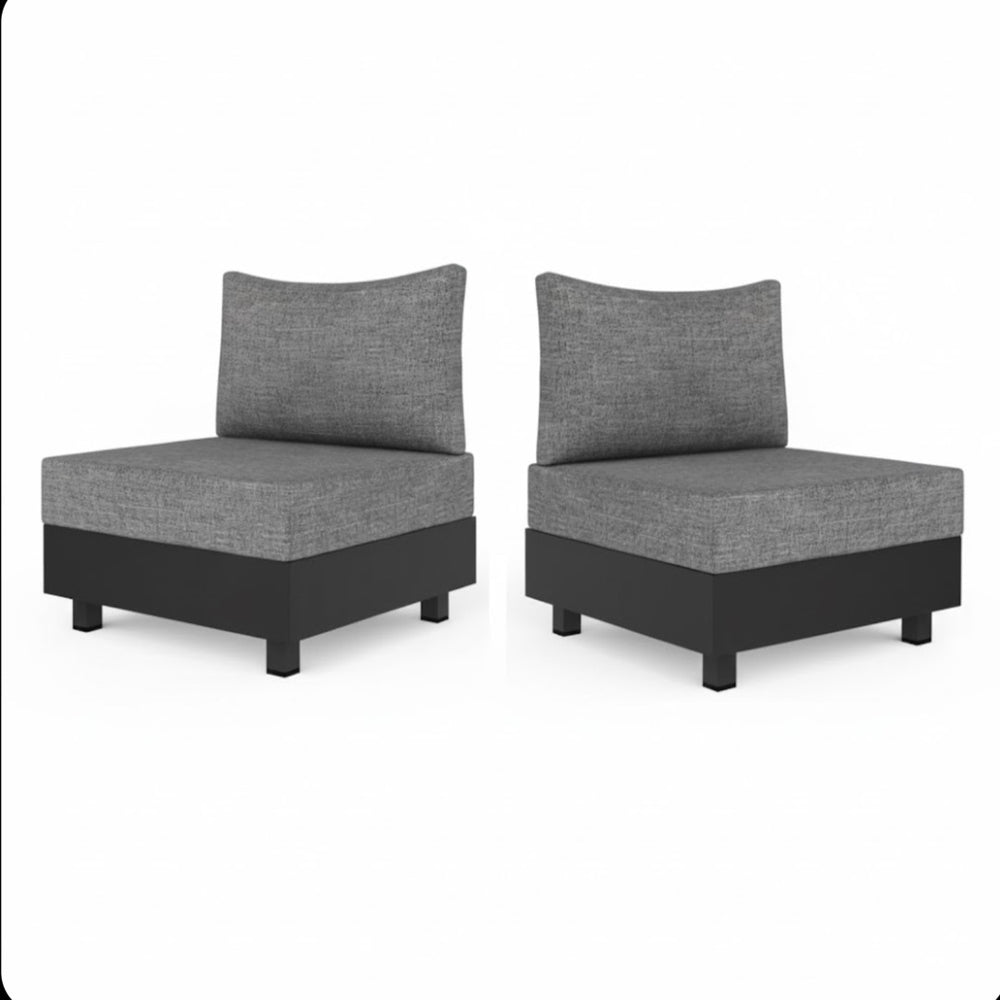 English Elm 5-piece Modular Outdoor Aluminum Sectional with Olefin Cushions and Square Coffee Table B082S00082