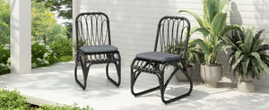English Elm Christopher Knight Home® - Outdoor Hand-Woven PE Rattan Patio Dining Chairs Set of 2 with Iron Frame 400lb Capacity, No Assembly Required Black+ Gray N762P236169G