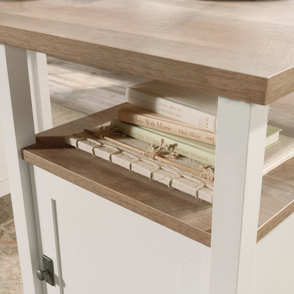 English Elm Desk, Modern Cottage-Style With White Finish & Wood-Tone Top - Perfect For Small Spaces & Easy Assembly B356P402733