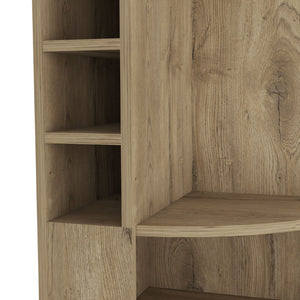 English Elm Fm Furniture Clifton Tall Corner Bar Cabinet with Wine Rack Stemware Hanger Warm Finish B128S00063
