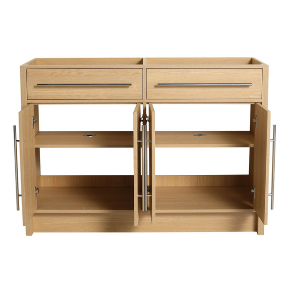 English Elm 48" Freestanding Bathroom Vanity Cabinet 4 Soft-Closing Doors Original Oak Plywood KD Pack Easy Assemble W1972P348986