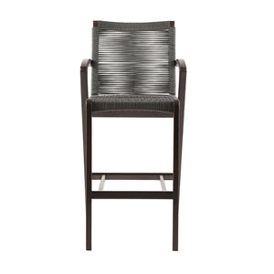 English Elm Eruna Dark Eucalyptus Wood Counter Stool with Gray Rope — Weather-Resistant, Stable, No-Assembly Seat B2736P268538