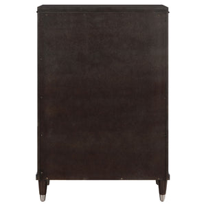 English Elm Niguel Rich Brown 5-Drawer Chest with Silver Knobs & Tapered Legs — Contemporary Bedroom Storage B062P354067