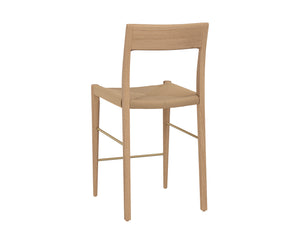 Sunpan Bondi Counter Stool - Modern Farmhouse Design with Hand-Woven Rope and Sustainable Timber Frame Light Oak