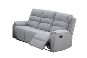 English Elm Modern Three Seat Manual Reclining Sofa Tufted Burlap Fabric Neutral Living Room B011P468576