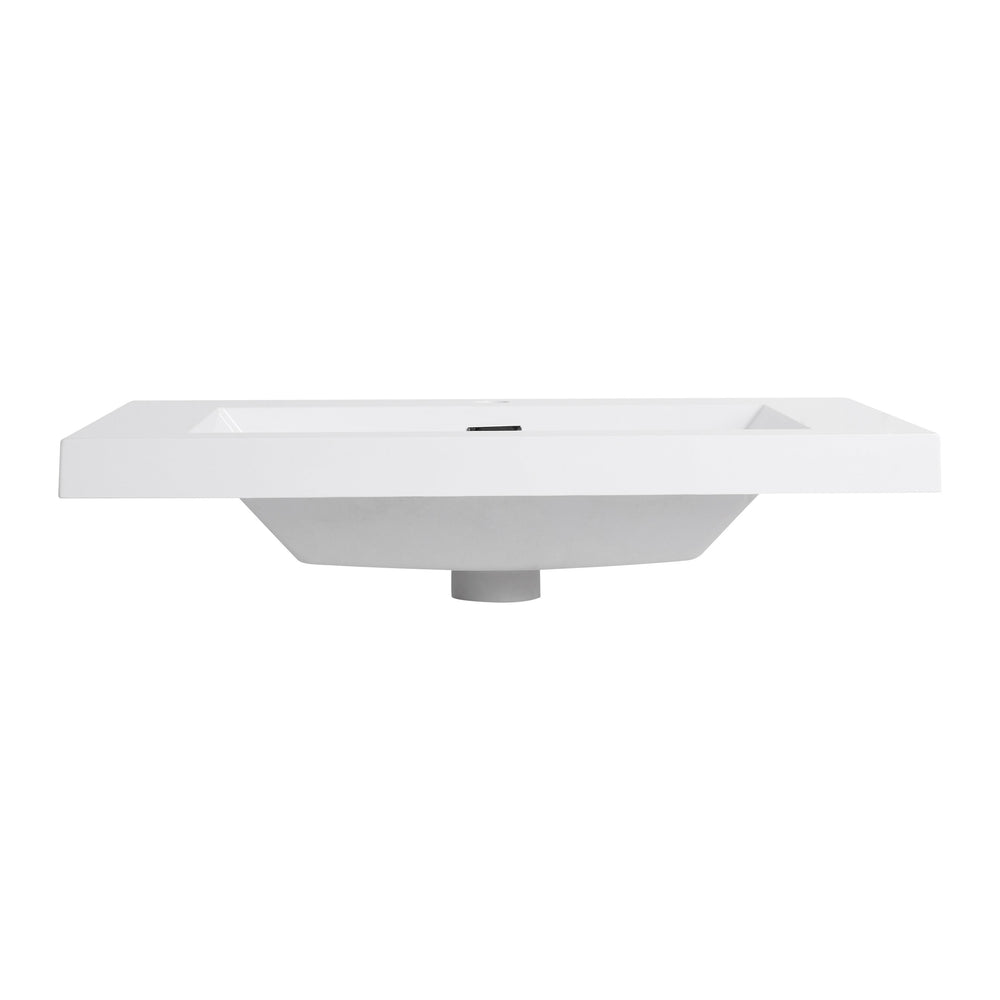 English Elm 30" Bathroom Resin Sink - Durable Gloss White Top-Mount Design For Modern Style & Easy Maintenance W999P225396