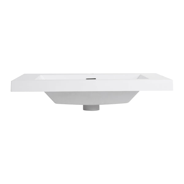 English Elm 30" Bathroom Resin Sink - Durable Gloss White Top-Mount Design For Modern Style & Easy Maintenance W999P225396