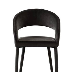 English Elm Modern Velvet Upholstered Dining Chair Set Arched Back Gold Tipped Wooden Legs Black B011P439060