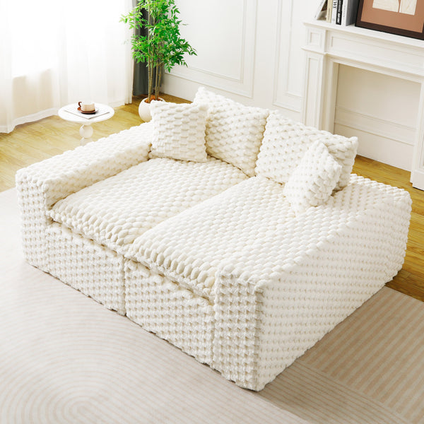 English Elm Luxury Turtle Velvet Multifunctional Sofa - Modular 4-Seater White/Green/Black/Pink, 400lb Capacity, Cozy Stylish Living Room Statement Piece W3371S00039