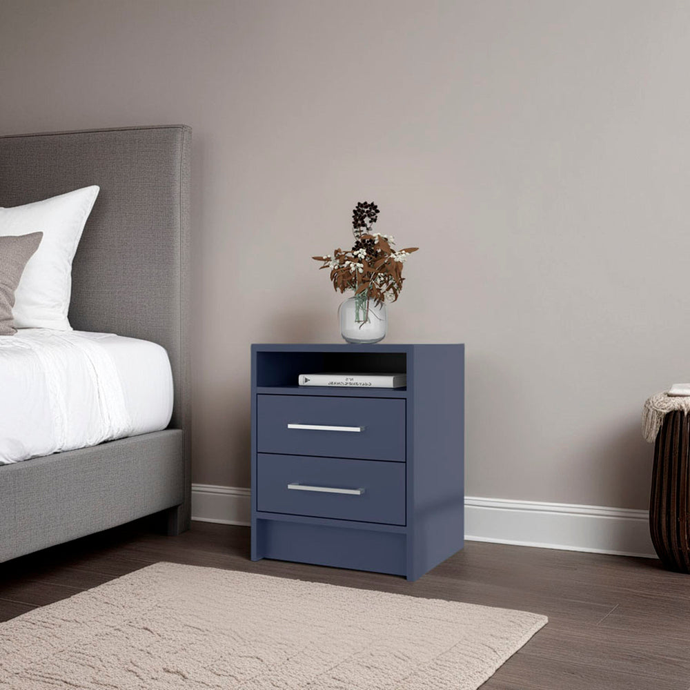 English Elm Kronos Blue 2-Drawer Floating Nightstand With Open Shelf - Modern Space-Saving Storage Solution B062P389903