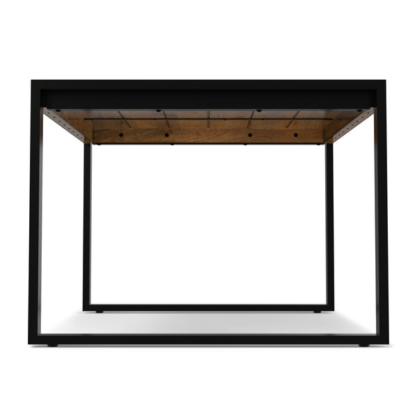 English Elm McKenzie Solid Mango Wood Dining Table Light Tobacco Finish with Black Iron Legs, 66"x40" Rustic Modern B136P203503