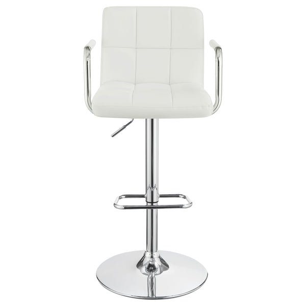 English Elm Letitia White Tufted Adjustable Bar Stool with Chrome Frame, Hydraulic Lift, Footrest & Mid-Century Flair B062P375511